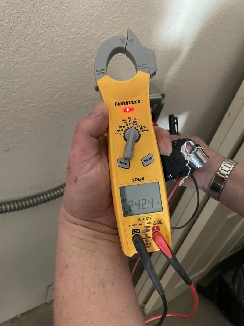 Voltage testing with clamp meter during Hot Tub / Pool Electrical Wiring in Philadelphia